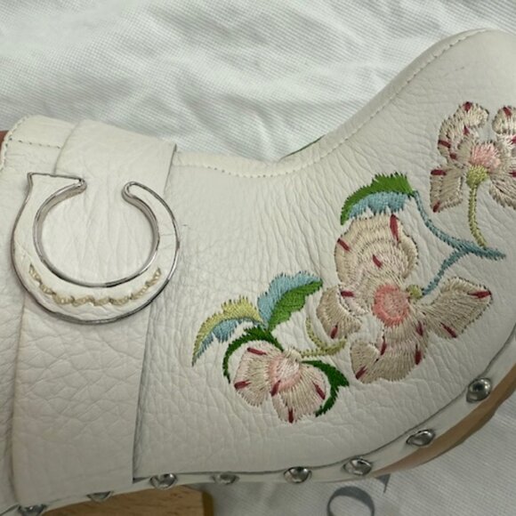 Dior Floar Clog Heels - White Leather - Size 37 (US 6.5) - Picture 4 of 5